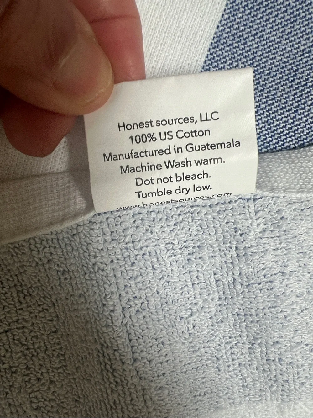 Honest Sources Light Blue and White Cotton Towels (2)